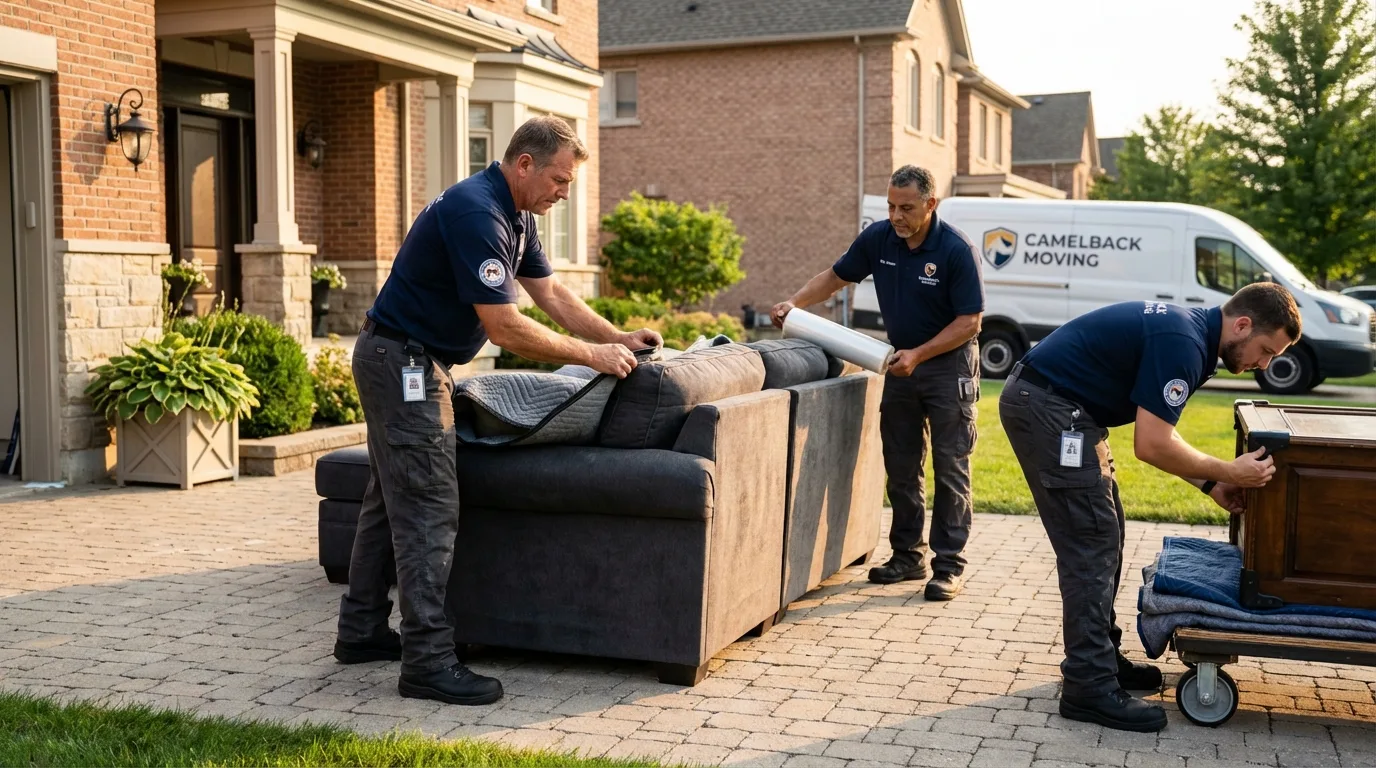 Large estate moving crew wrapping furniture in Hertford, NC